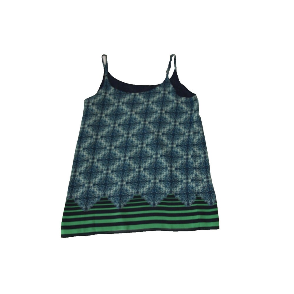 Cabi Style # 107 Border Stripe Lined Cami Tank Top Shirt Blue Green Womens Small